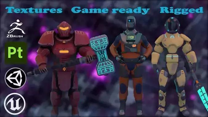 Tech Titans Guardians of the Sci-Fi Galaxy Rigged 3D Model Collection