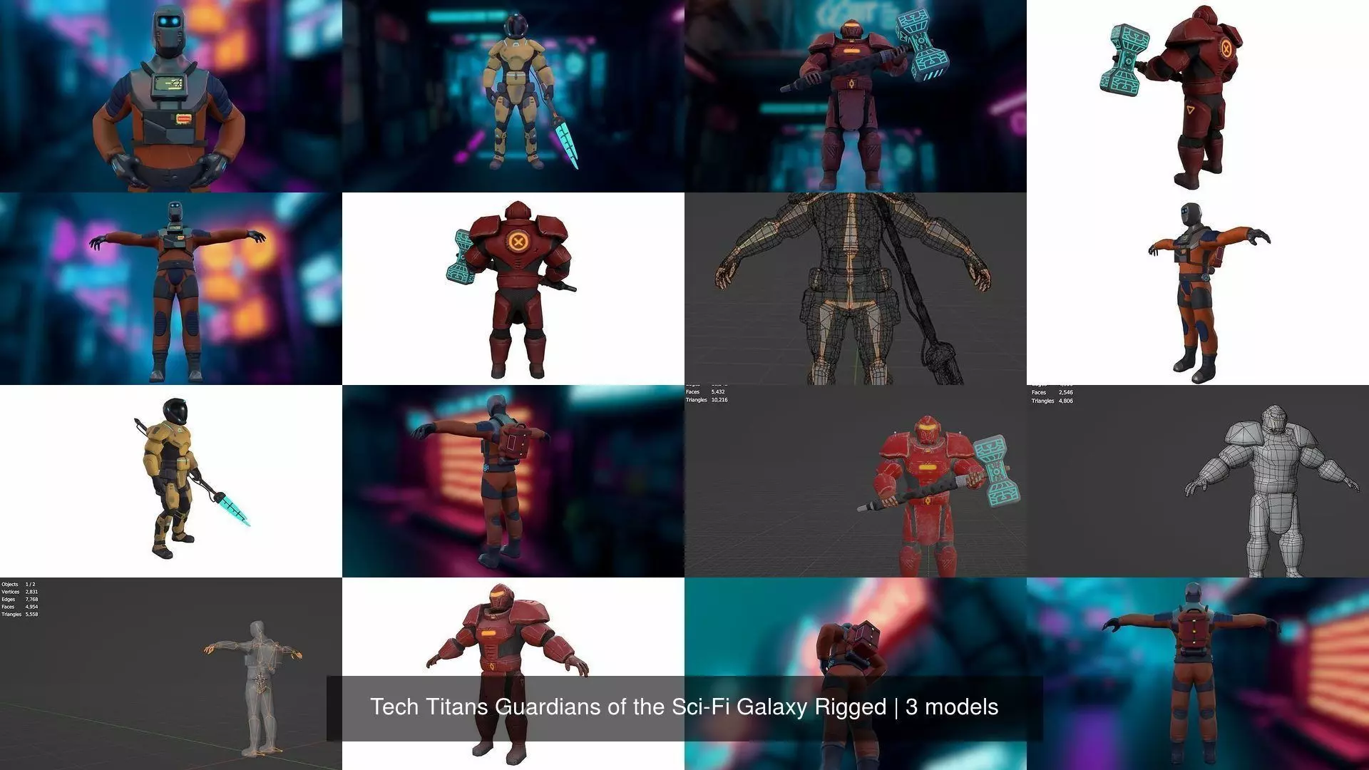 Tech Titans Guardians of the Sci-Fi Galaxy Rigged 3D Model Collection_4