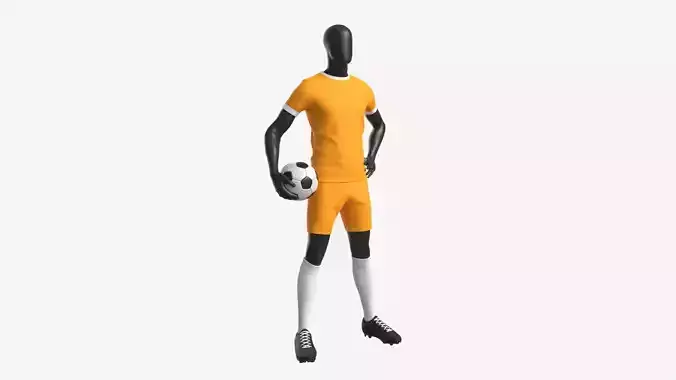 Male Mannequin in Soccer Uniform with Ball 01 3D model