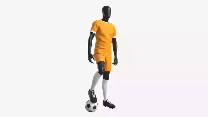 Male Mannequin in Soccer Uniform with Ball 02 3D model