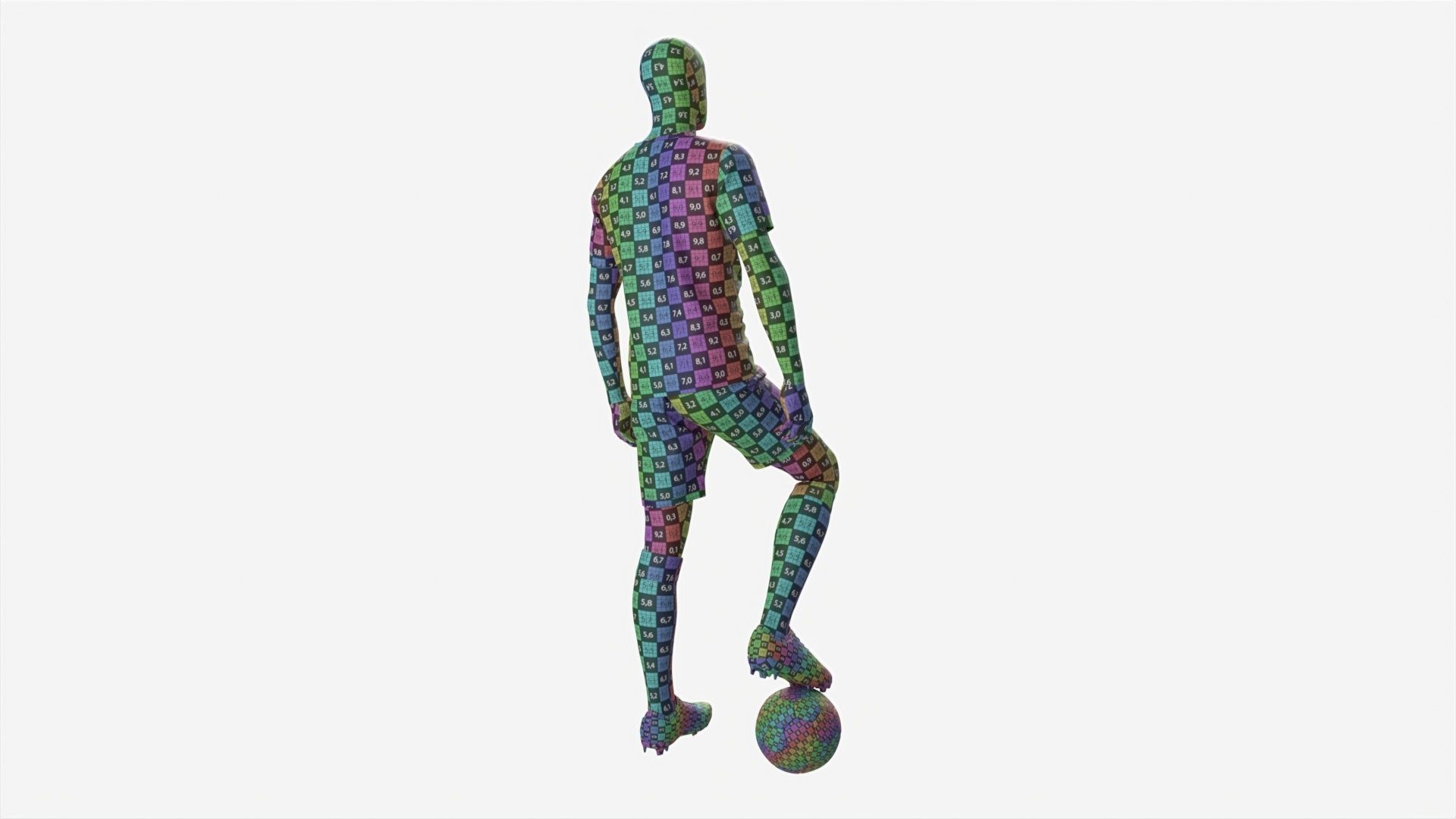 Male Mannequin in Soccer Uniform with Ball 02 3D model_9