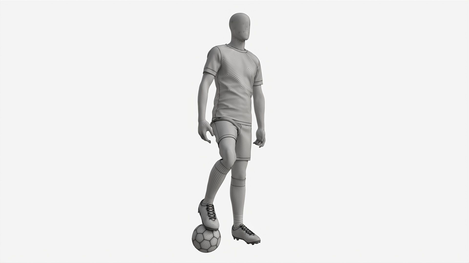 Male Mannequin in Soccer Uniform with Ball 02 3D model_6
