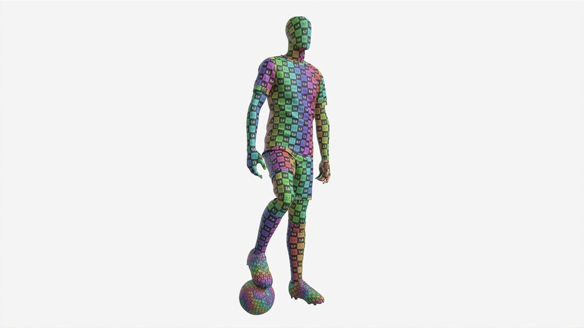 Male Mannequin in Soccer Uniform with Ball 02 3D model_8