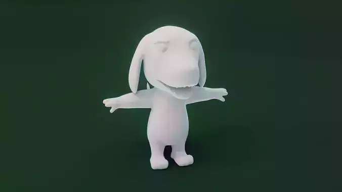 Cartoon Hound Dog Animated and Rigged Base Mesh 3D Model Low-poly 3D model