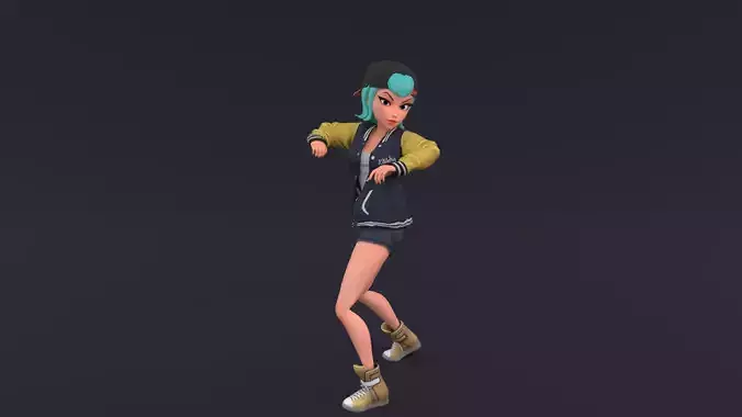 Cartoon Hip-hop Girl Rigged