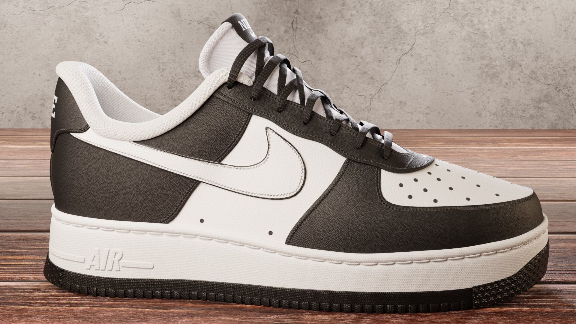 Nike Air Force 1 Black and White 3D model_3