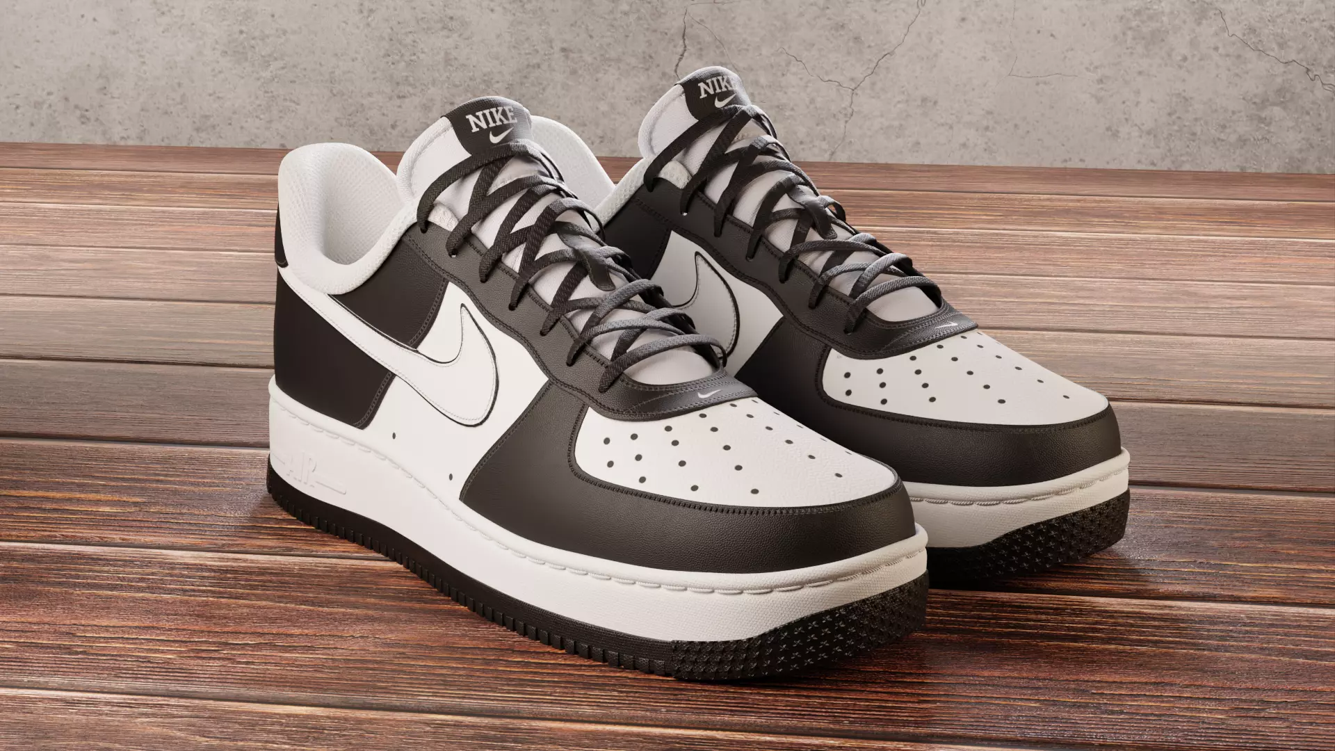 Nike Air Force 1 Black and White 3D model_0
