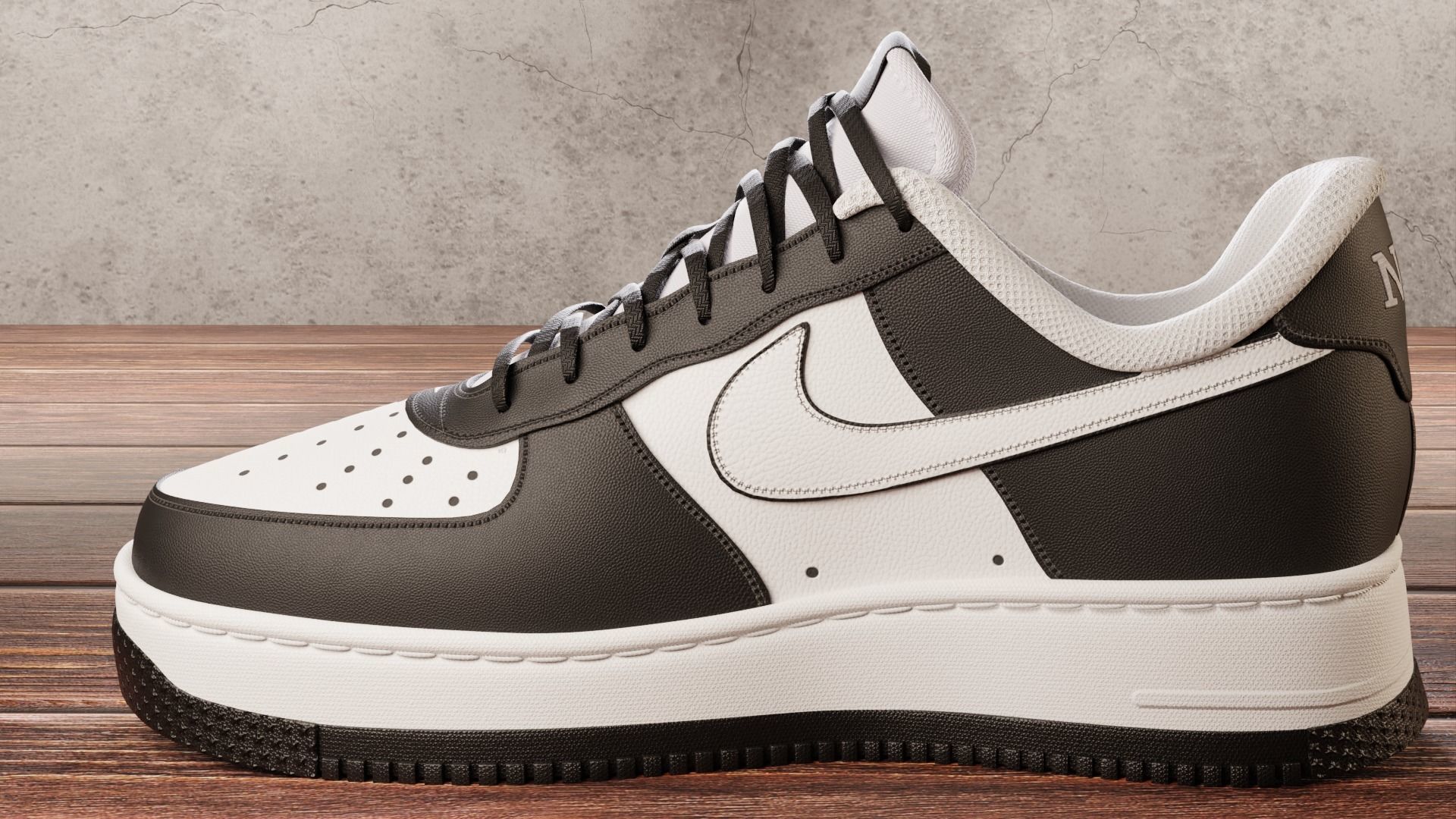 Nike Air Force 1 Black and White 3D model_5