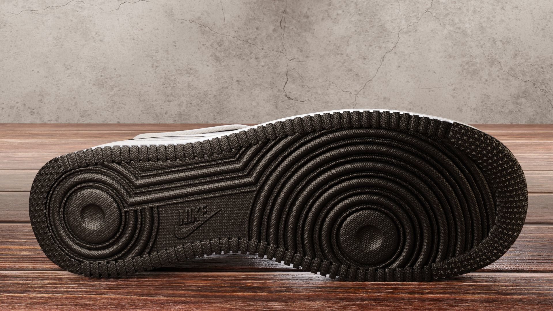 Nike Air Force 1 Black and White 3D model_4