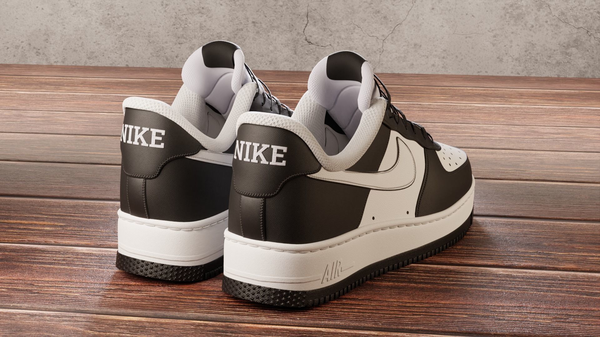Nike Air Force 1 Black and White 3D model_2