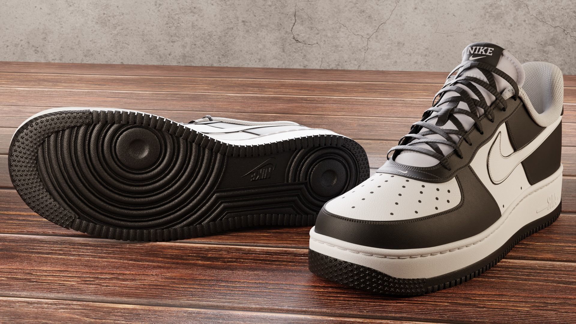 Nike Air Force 1 Black and White 3D model_1