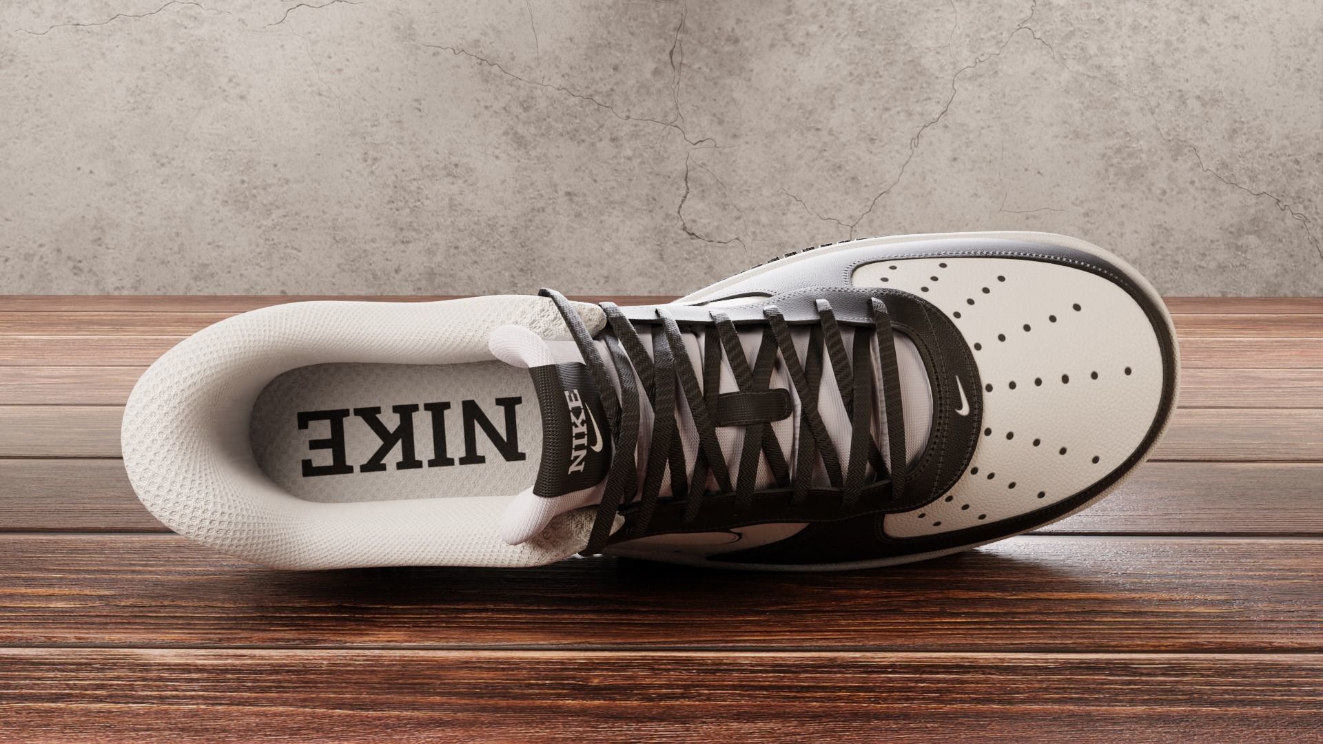 Nike Air Force 1 Black and White 3D model_6