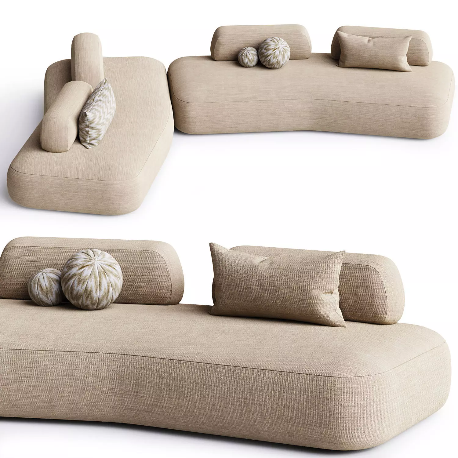 art nova curve sofa 3D model_0