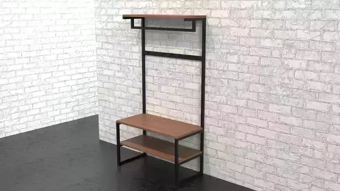 Coat rack metal and wood 02