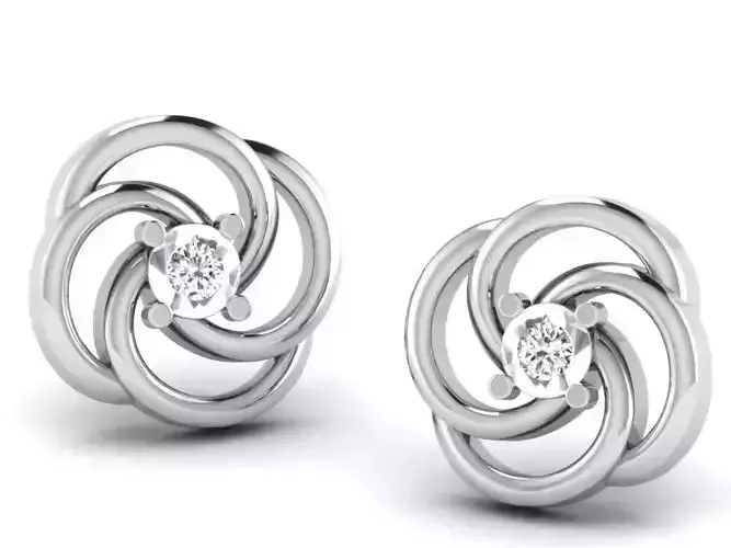 Gold Diamond Women Earring 3D print Model