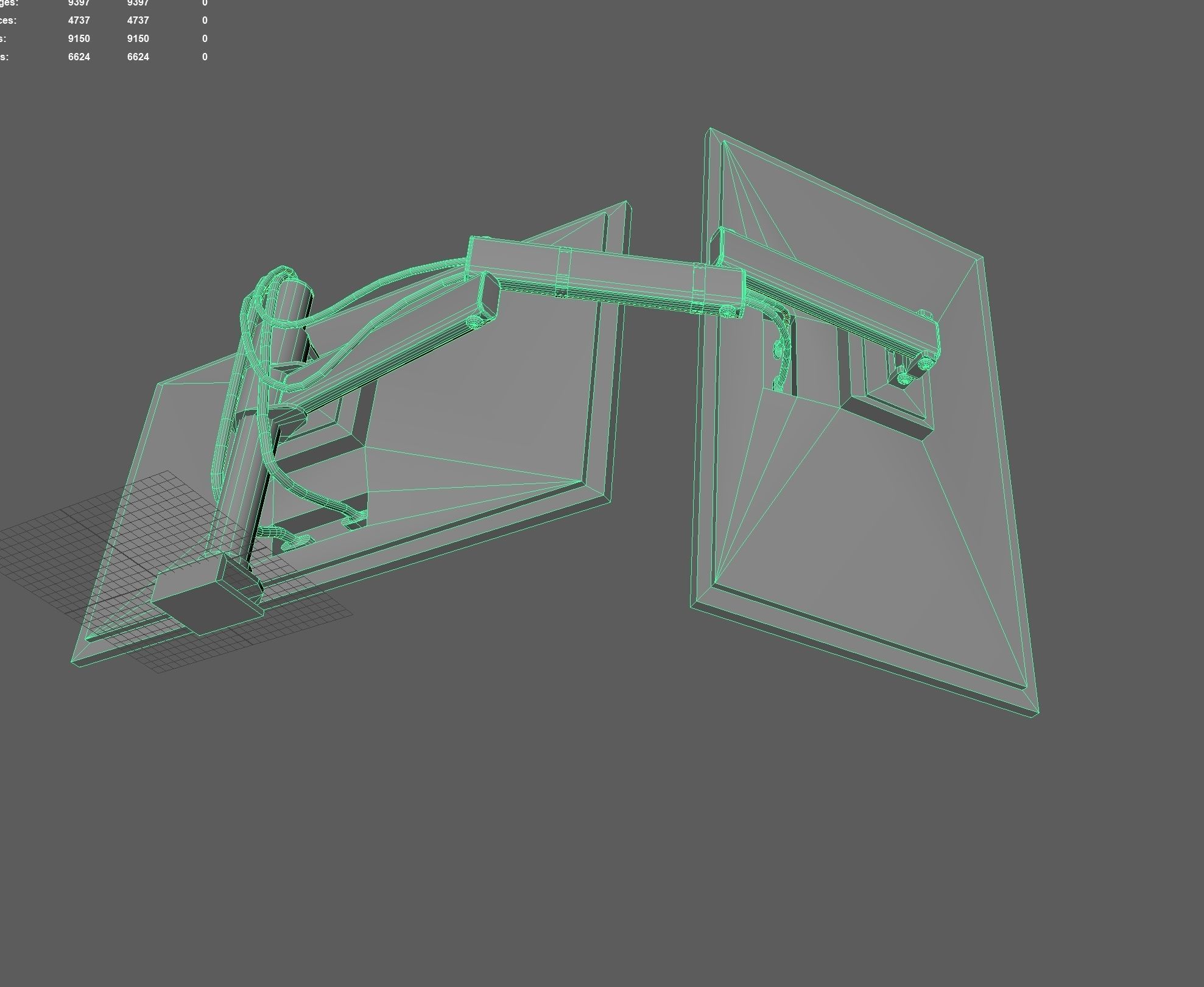 Monitors with stand Low-poly 3D model_7