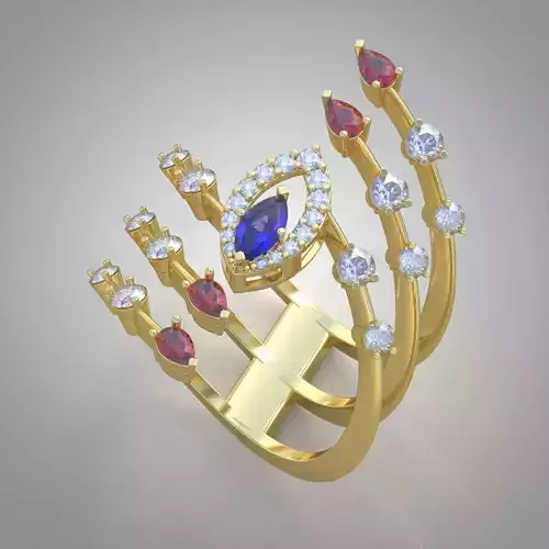 Diamond ring 0255 3D printable model 10-