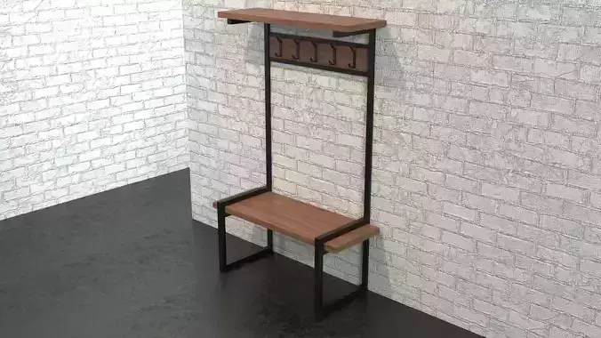 Coat rack metal and wood 03