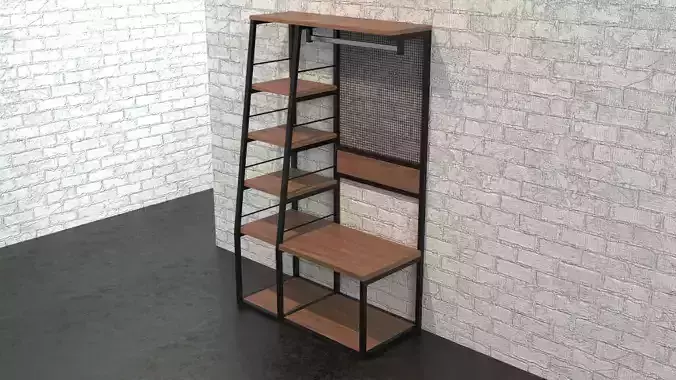 Coat rack metal and wood 04