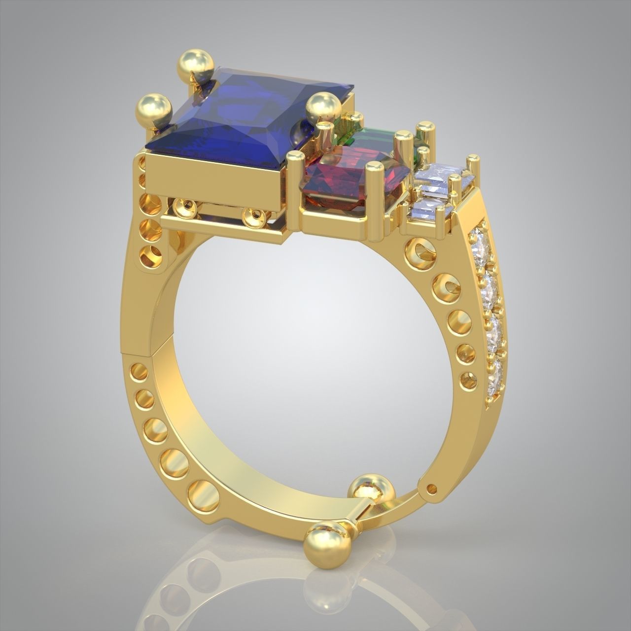 Diamond ring 0261 3D printable model 11 3D print model_4