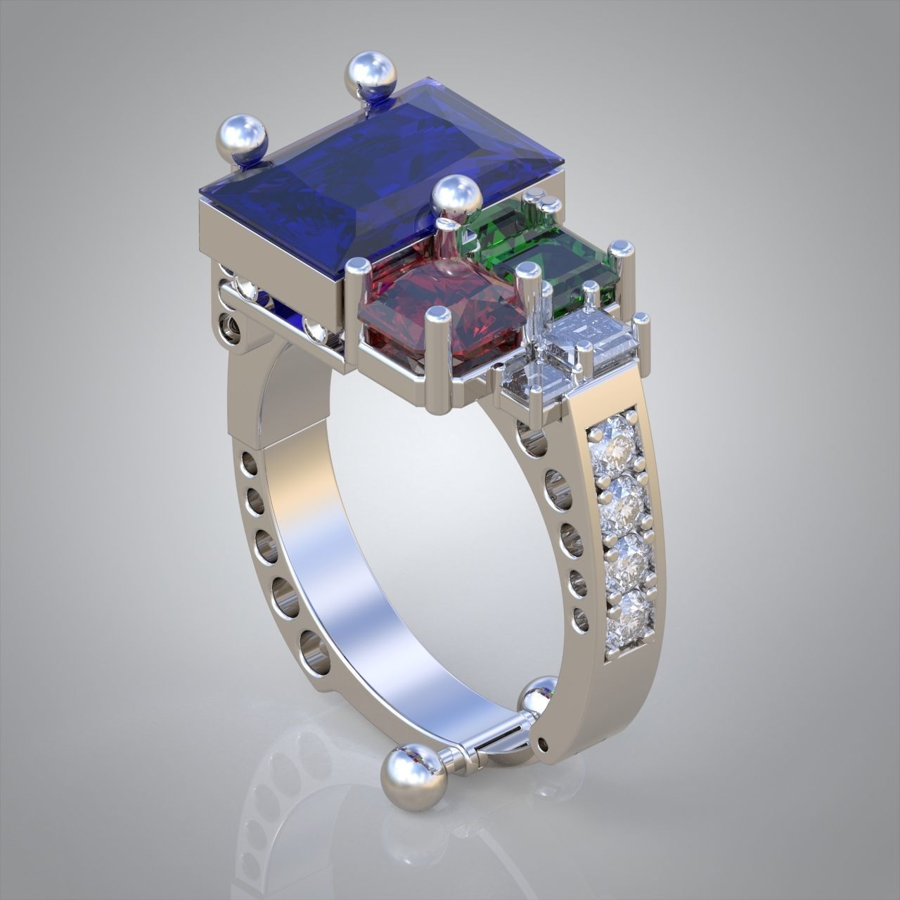 Diamond ring 0261 3D printable model 11 3D print model_2