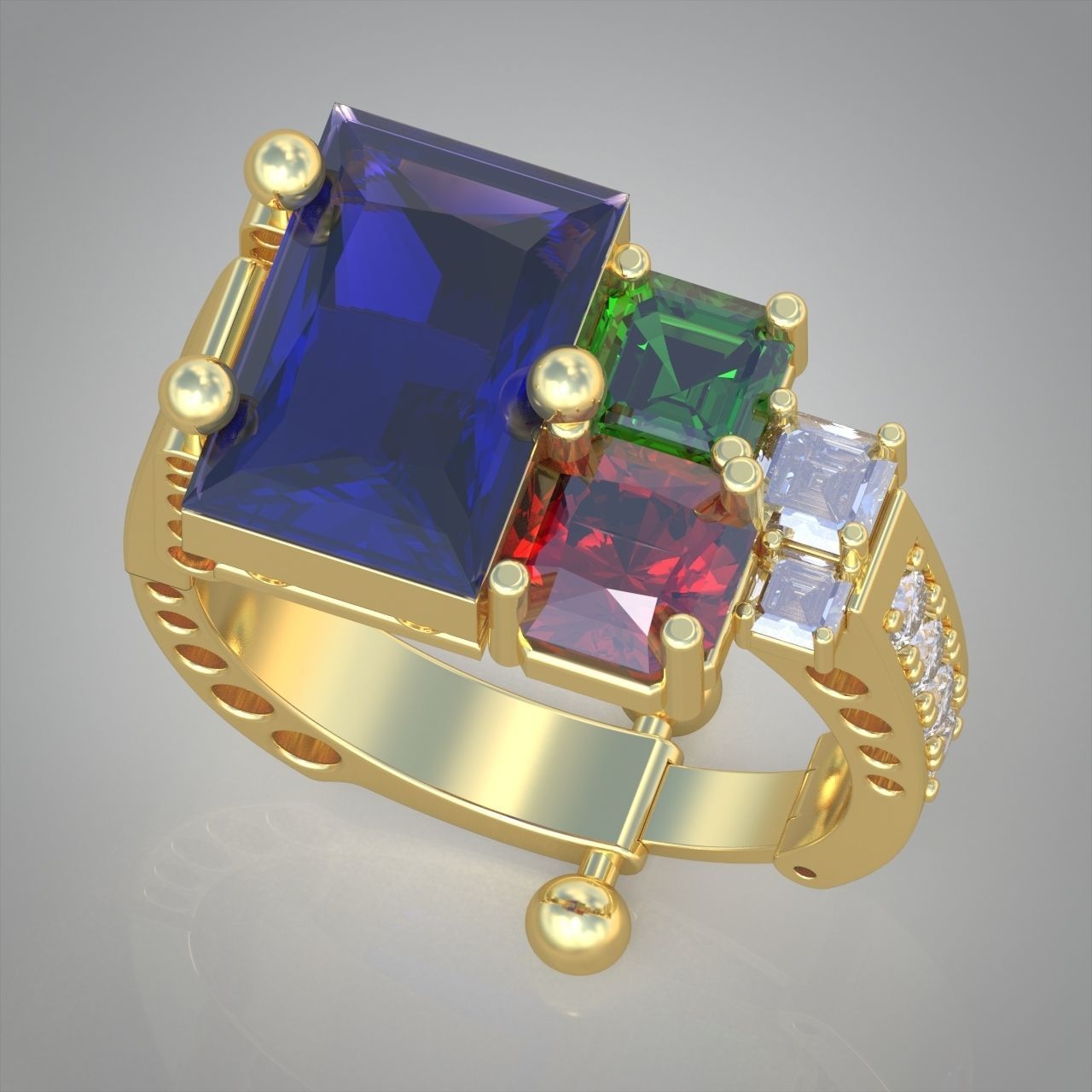 Diamond ring 0261 3D printable model 11 3D print model_7