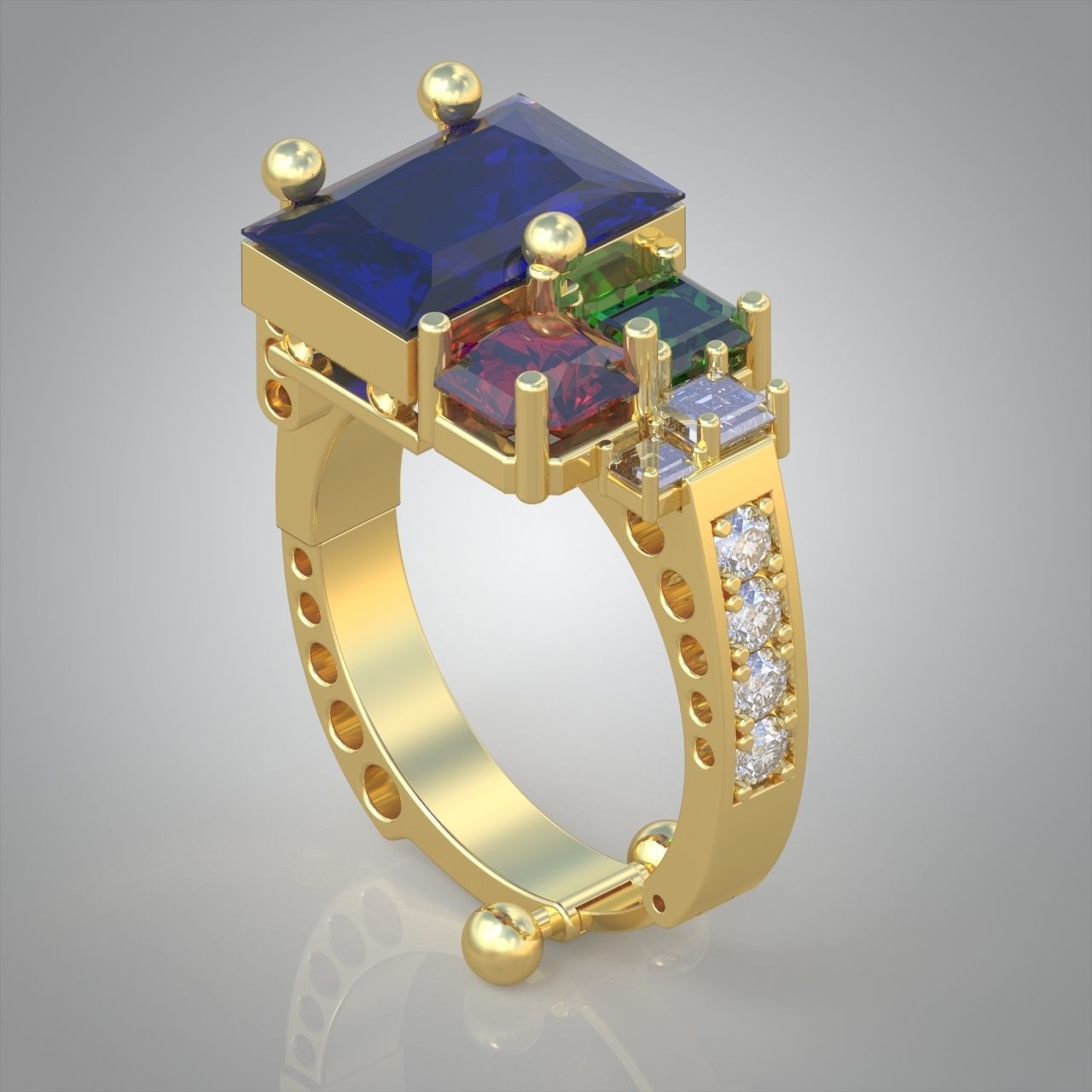 Diamond ring 0261 3D printable model 11 3D print model_3