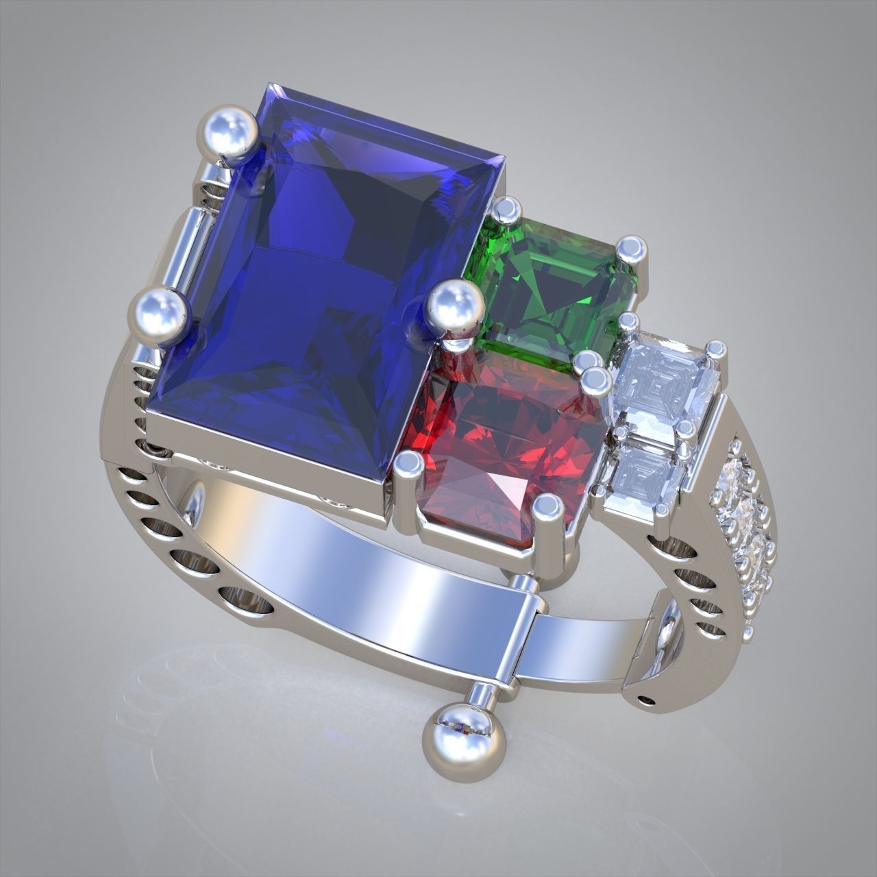 Diamond ring 0261 3D printable model 11 3D print model_6