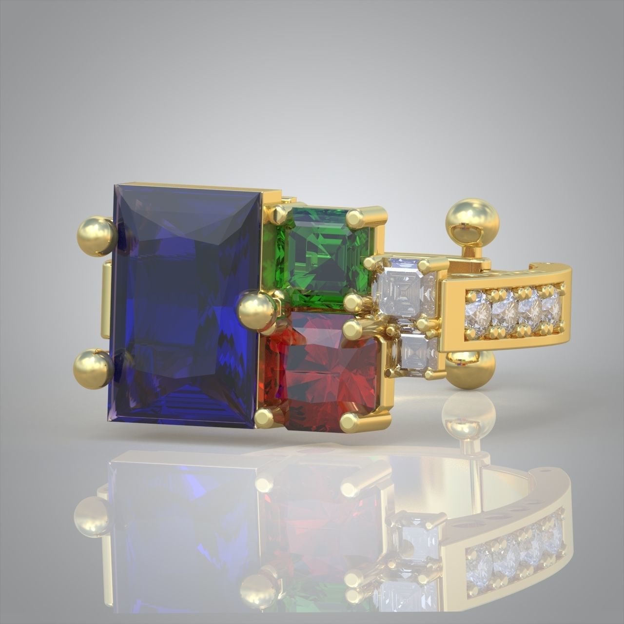 Diamond ring 0261 3D printable model 11 3D print model_8