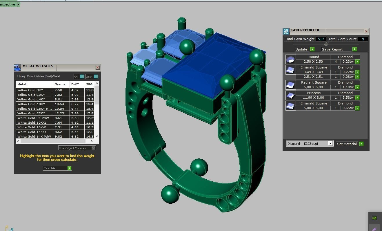 Diamond ring 0261 3D printable model 11 3D print model_12
