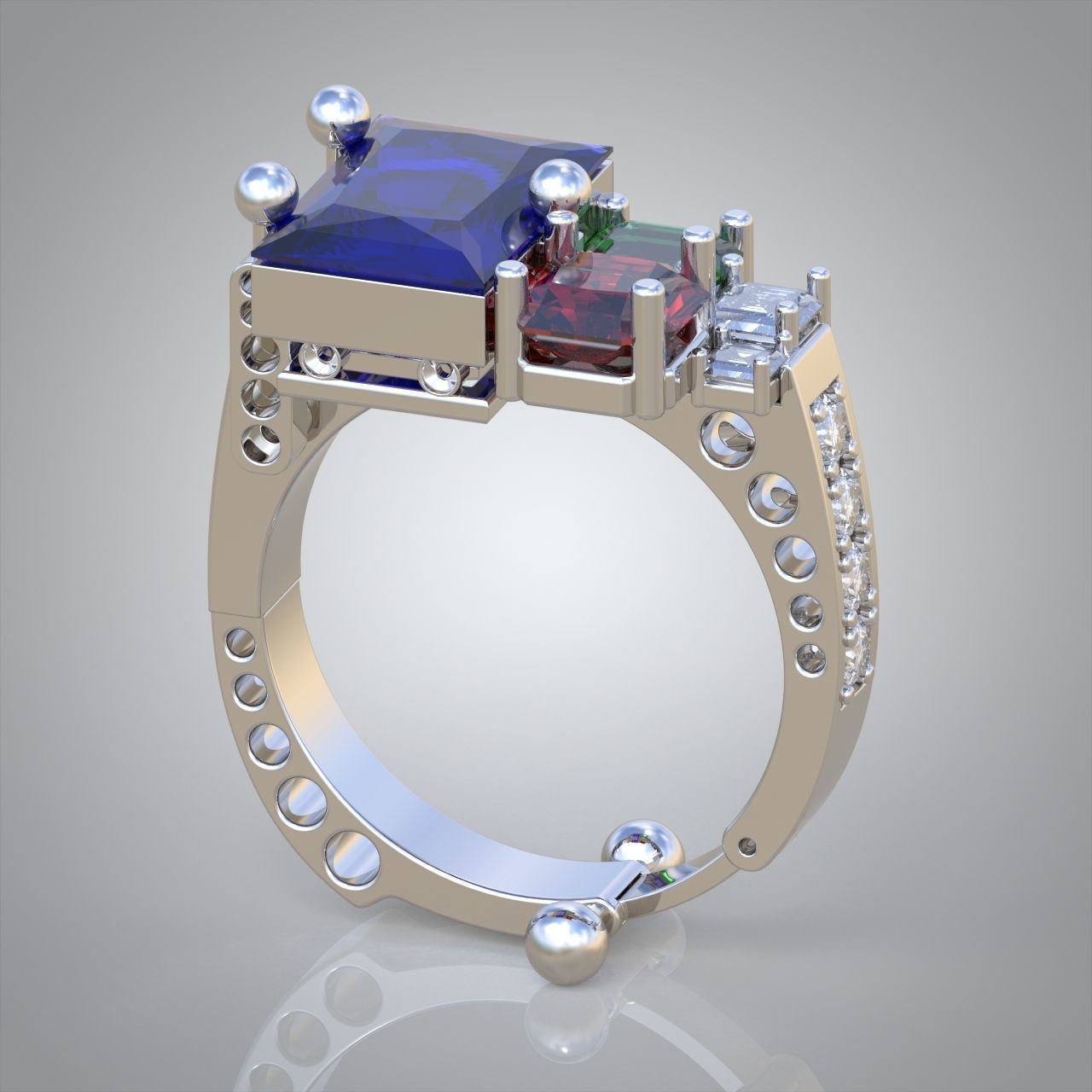 Diamond ring 0261 3D printable model 11 3D print model_5