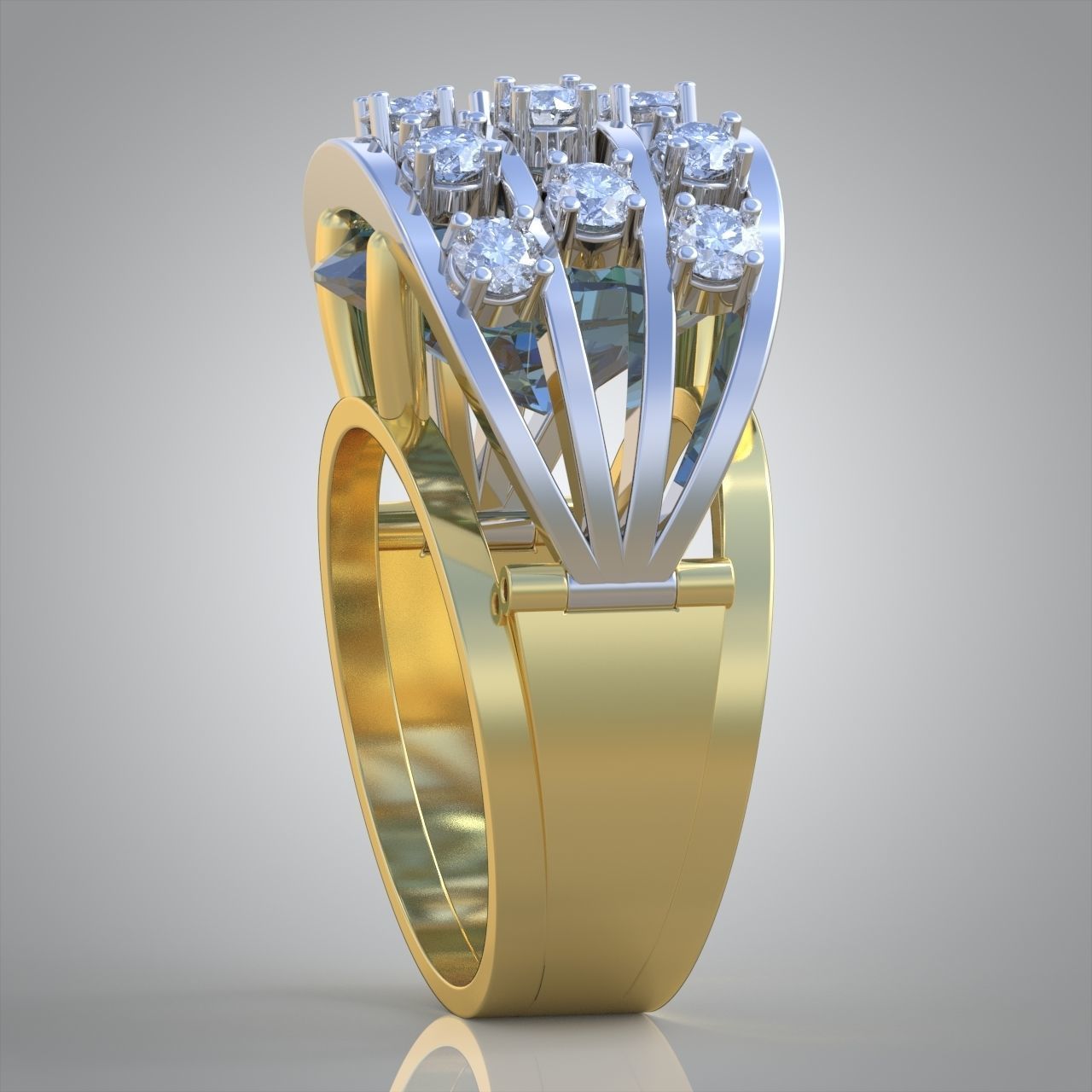 Diamond ring 0265 3D printable model 3D print model_4