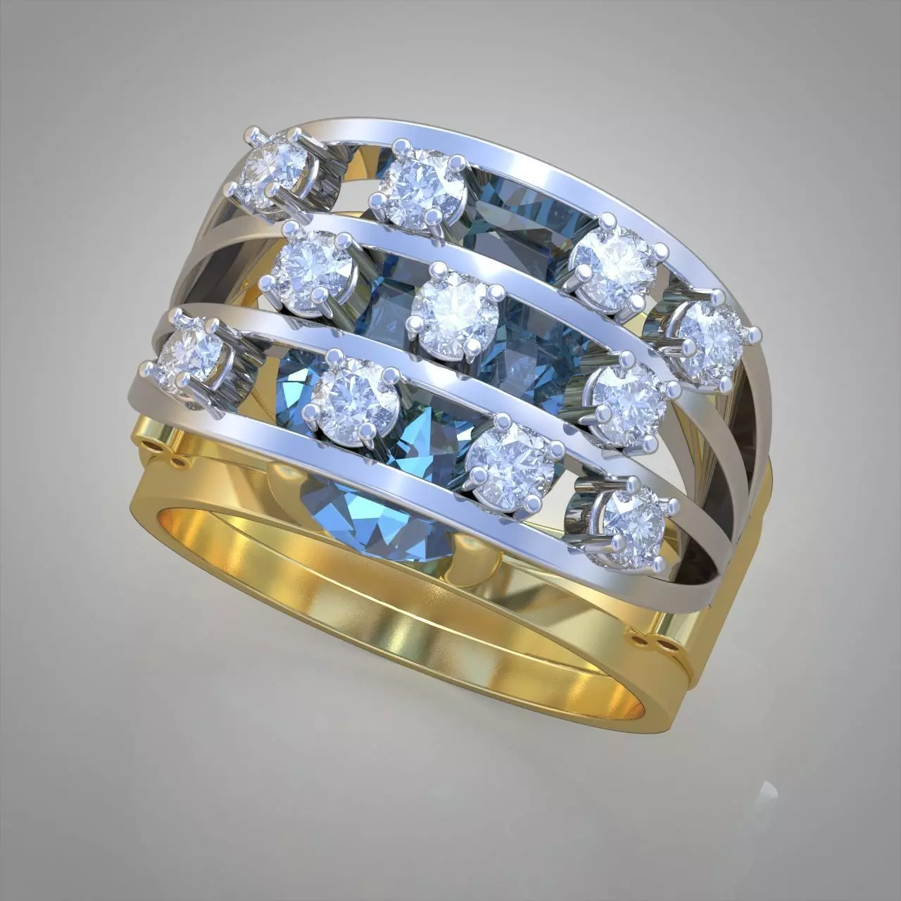 Diamond ring 0265 3D printable model 3D print model_0