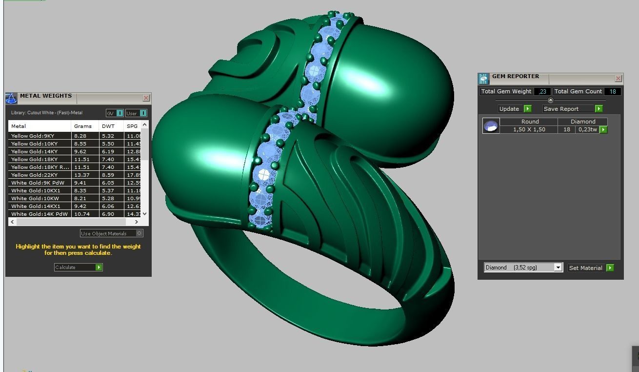 Diamond ring 0266 3D printable model 13 3D print model_16