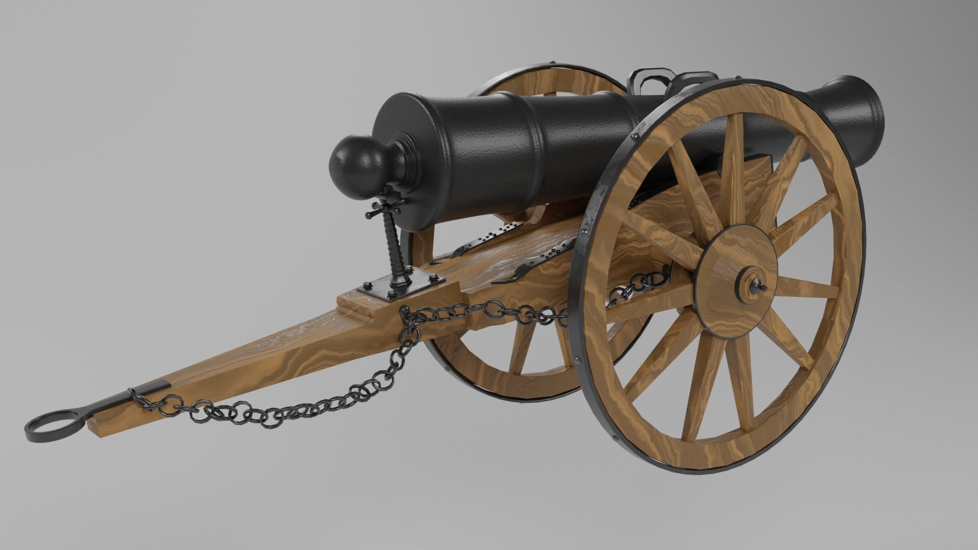 Cannon Low-poly 3D model_1