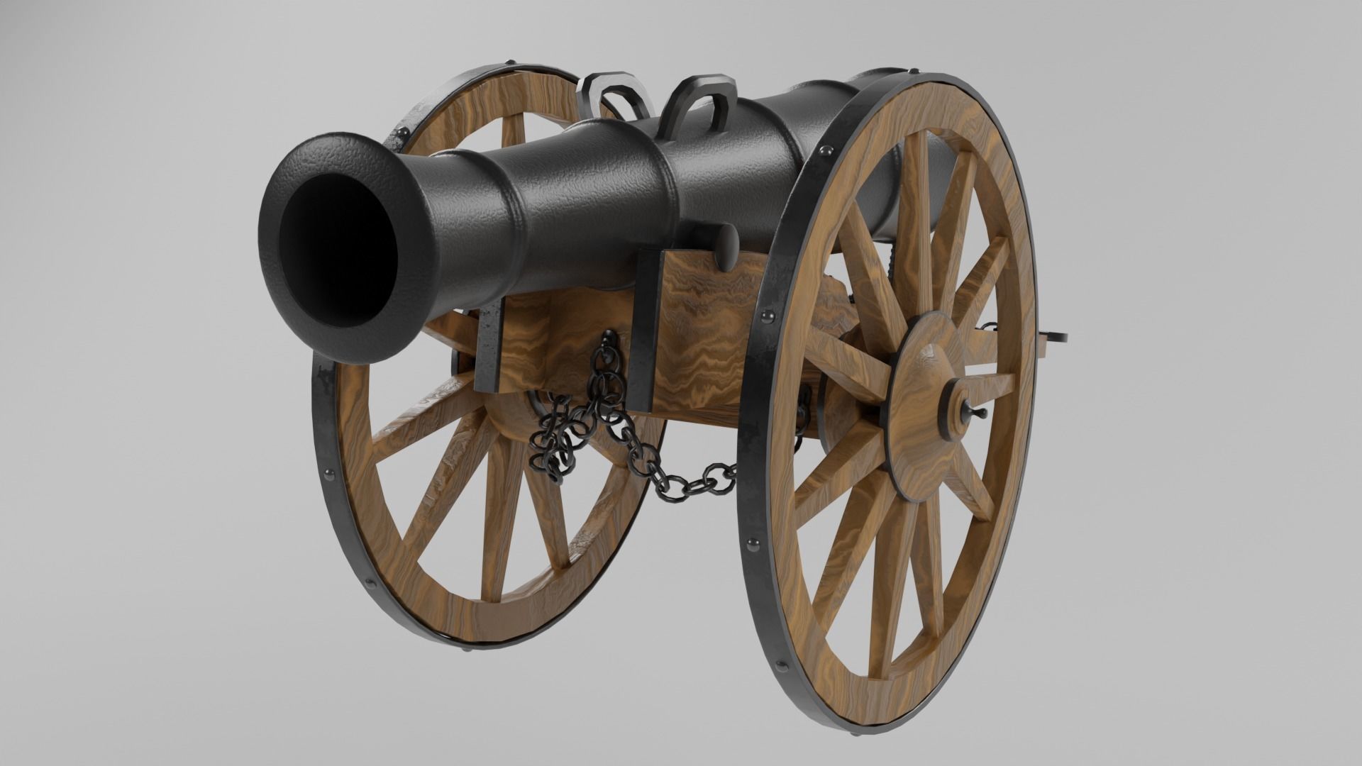 Cannon Low-poly 3D model_5