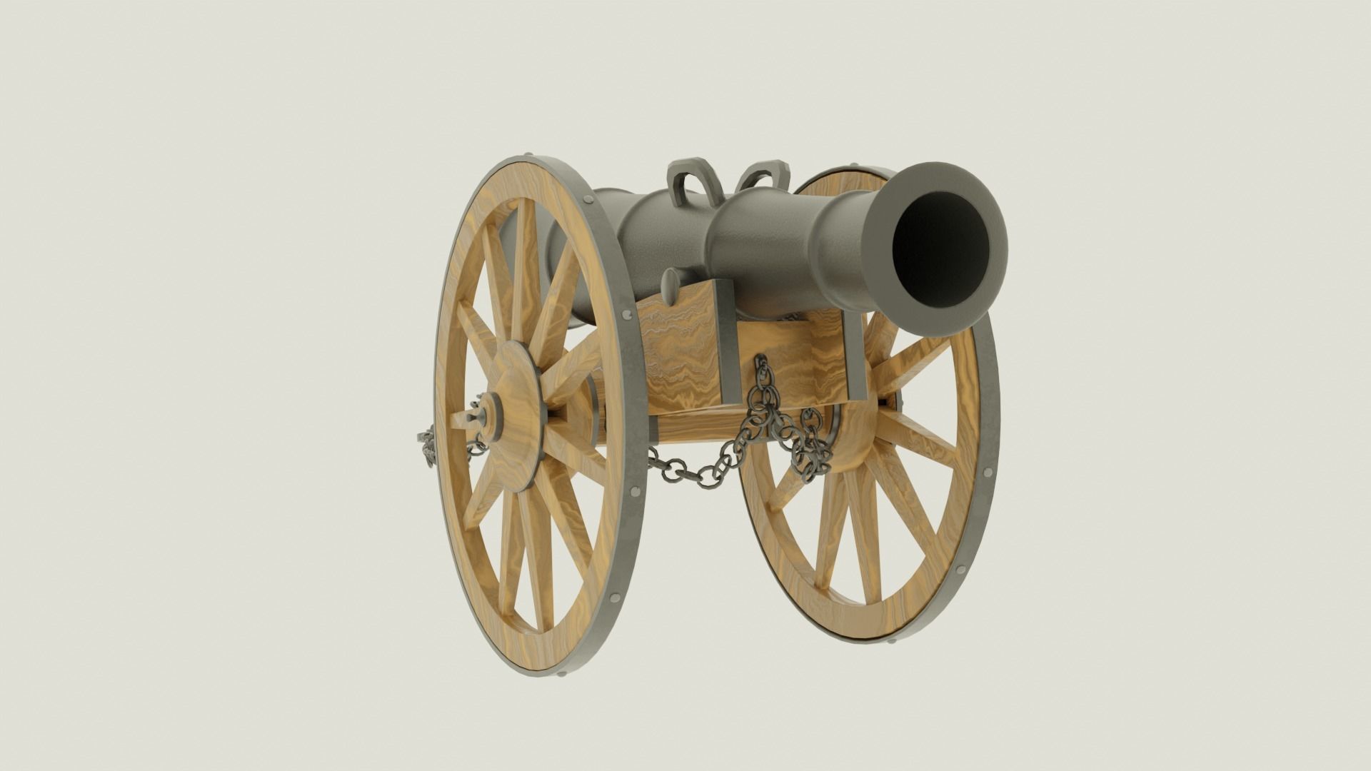 Cannon Low-poly 3D model_3