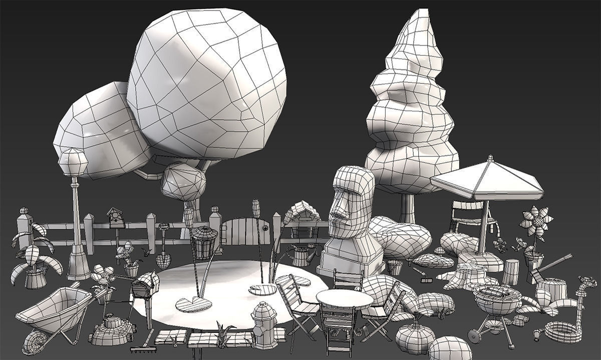 Cartoon Garden Package Low-poly 3D model_2