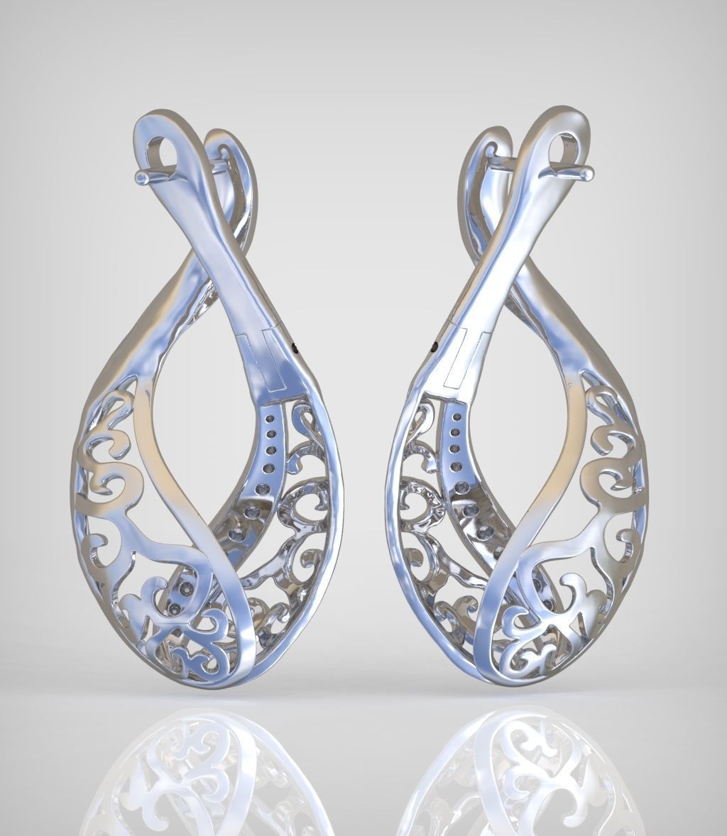 Diamond Earring  model 0250 3D printable model 16 3D print model_6
