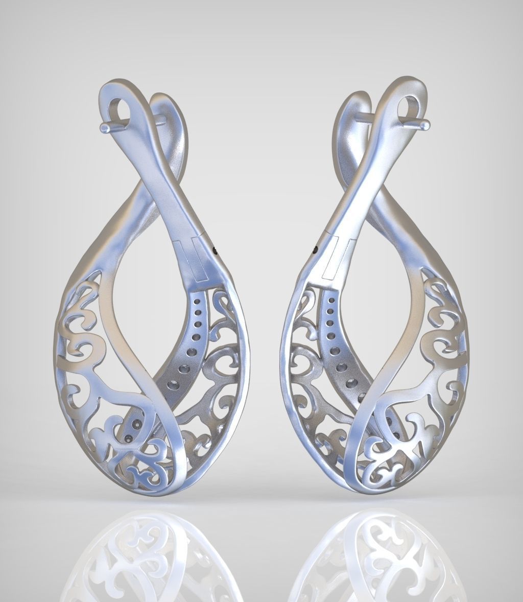 Diamond Earring  model 0250 3D printable model 16 3D print model_8