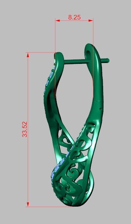 Diamond Earring  model 0250 3D printable model 16 3D print model_16