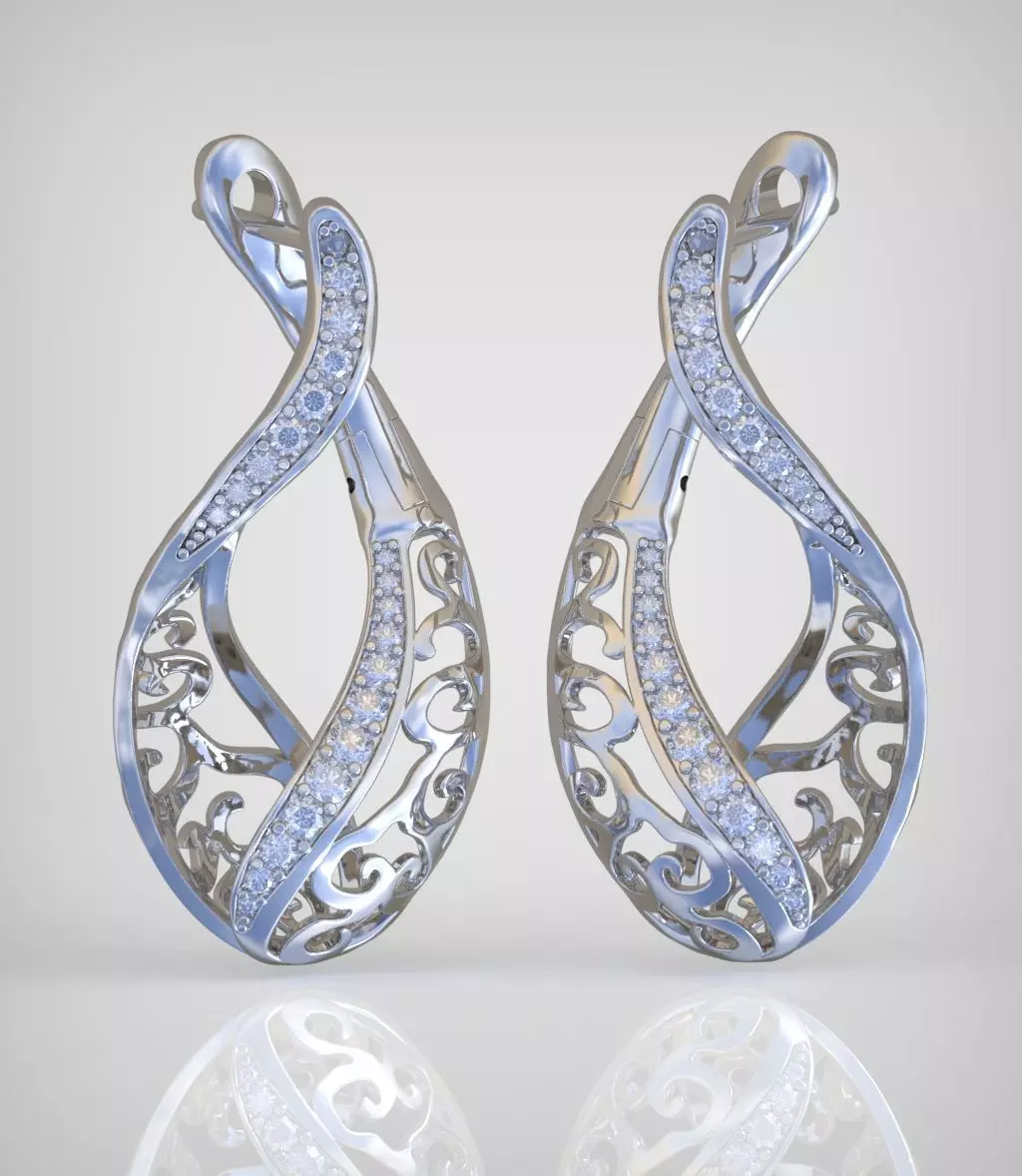Diamond Earring  model 0250 3D printable model 16 3D print model_0