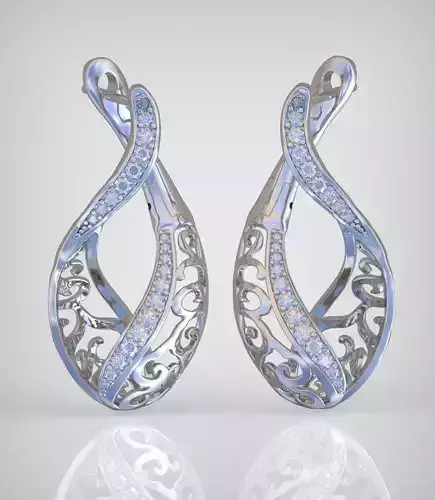 Diamond Earring  model 0250 3D printable model 16 3D print model