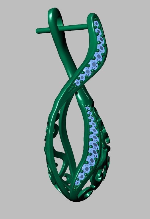 Diamond Earring  model 0250 3D printable model 16 3D print model_17