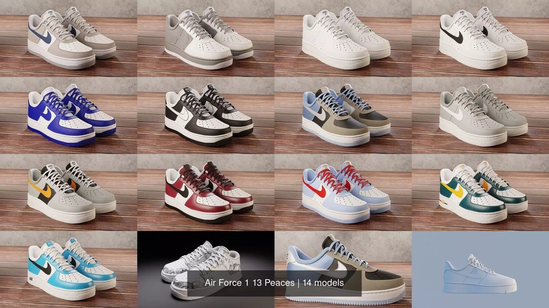Air Force 1 14 Pieces 3D Model Collection_0