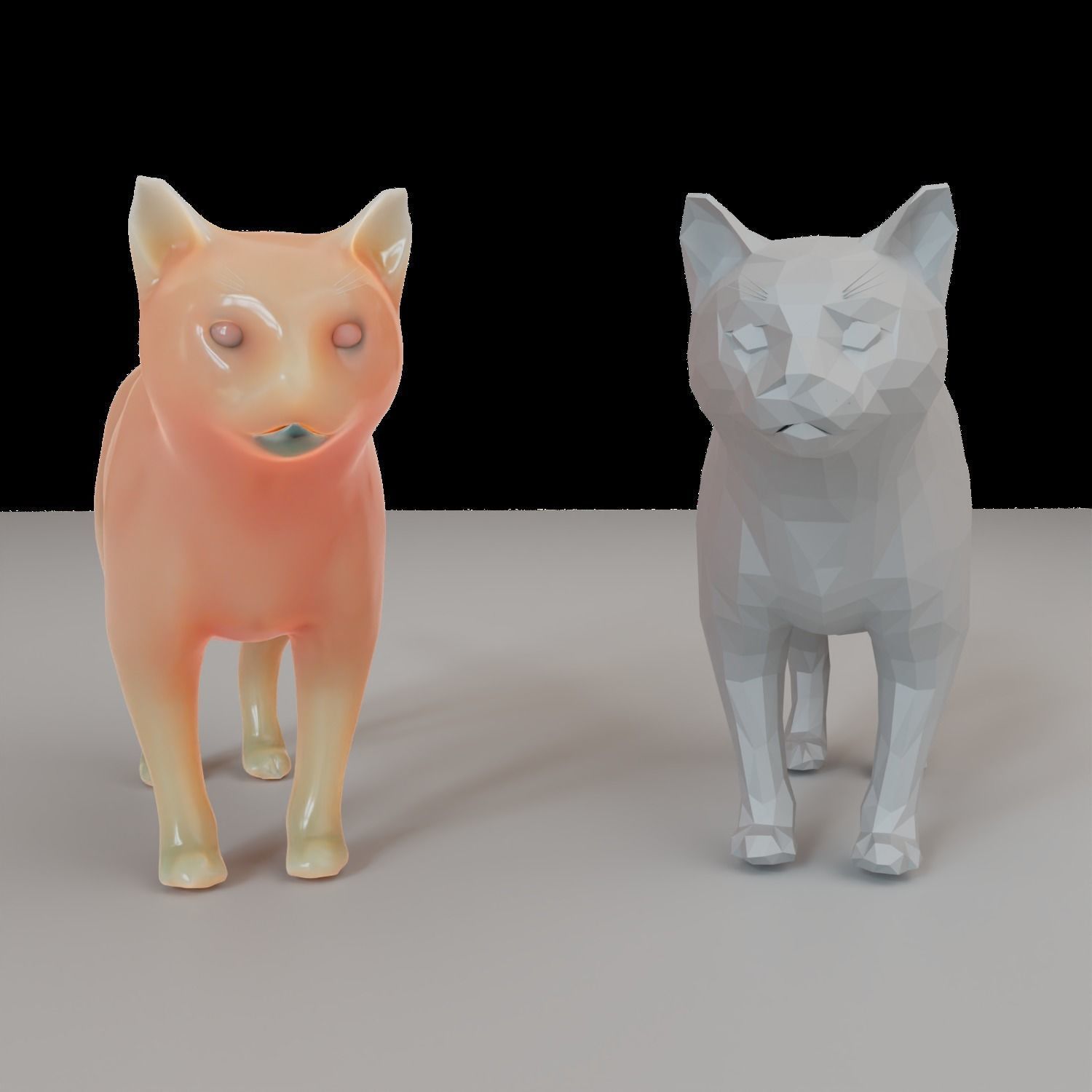 Low Poly Cat Animal  Low-poly 3D model_9