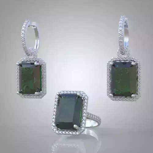 Ring and EarringSet 3D printable model 0075 3D Model Collection