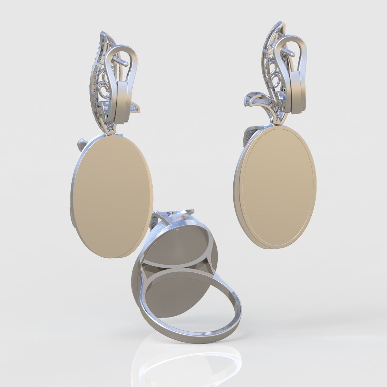 Ring and Earring Set 3D printable model 0076 3D Model Collection_11