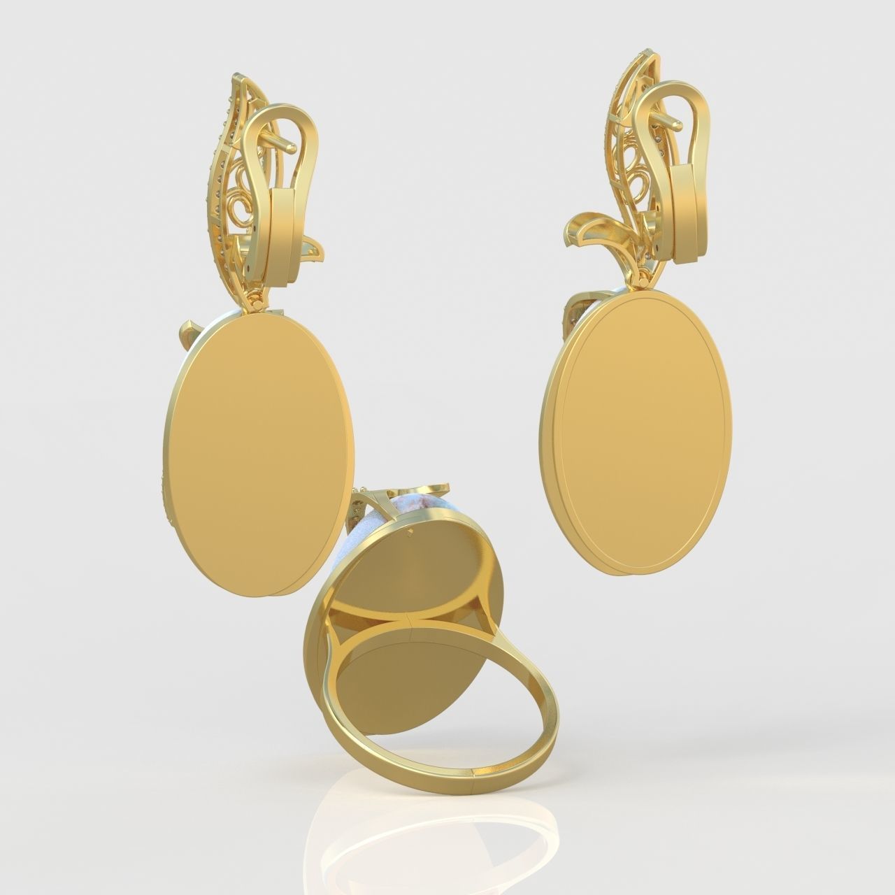 Ring and Earring Set 3D printable model 0076 3D Model Collection_12