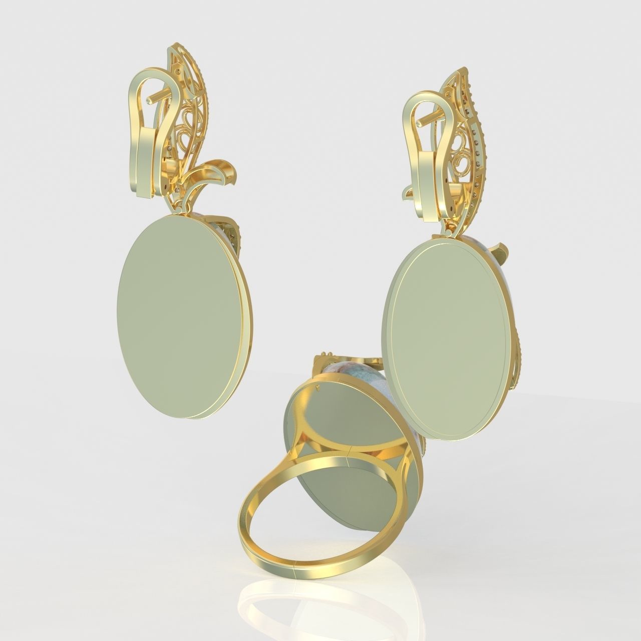 Ring and Earring Set 3D printable model 0076 3D Model Collection_10